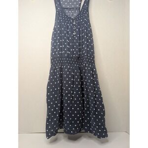 Abercrombie Kids Navy Blue Polka Dot Sleeveless Racerback Smocked Dress Girls L